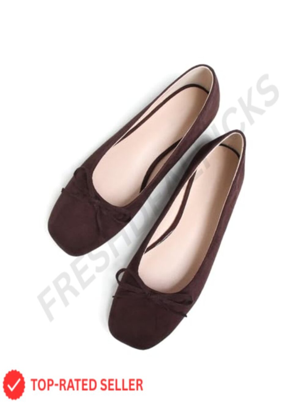 Wide Width Square Toe Faux Suede Slip-On Ballet Flats Memory Foam